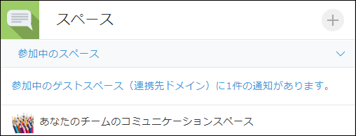 スクリーンショット:参加中のゲストスペースで受信した自分宛の未読通知の数が表示されている